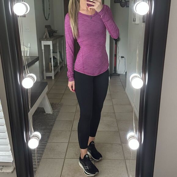 Lululemon Heathered Fuchsia Pink 5 Mile Long Sleeve Tee Top - Picture 4 of 12